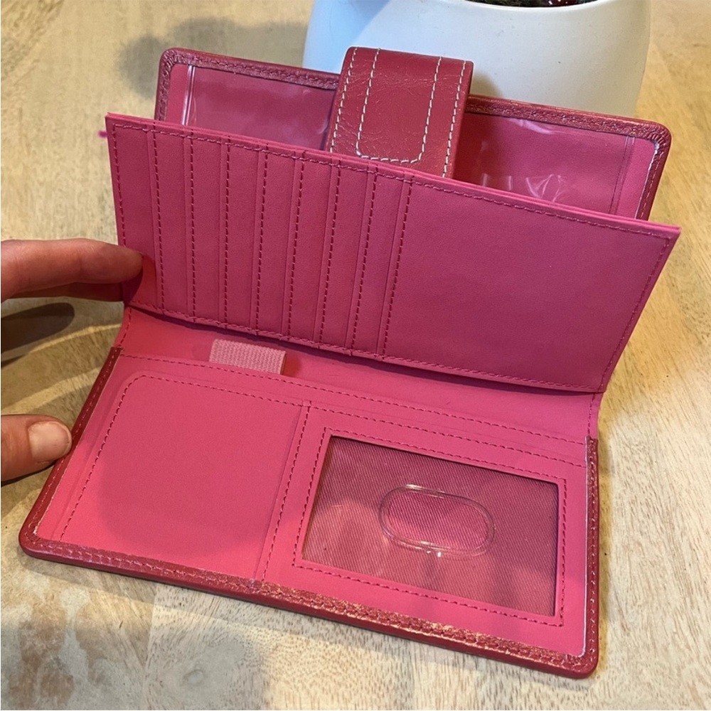 Fossil Leather Wallet, Pink Multi Patchwork Leath… - image 2